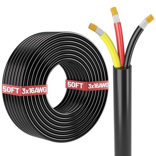 50FT 16 Gauge Wire Automotive Wire 3 Conductor Electrical Stranded PVC Cord 12V