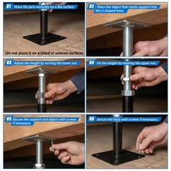 Adjustable House Floor Jacks, Post 8″ – 12″ Black