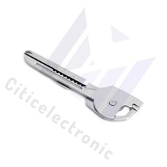 6-in-1 Utili Key Tool Keyring Keychain Multifunction Stainless Steel（1PCS）