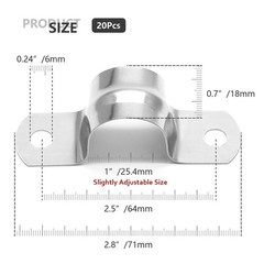 Jersvimc 20Pcs 1 Inch Stainless Steel Conduit Clamps, 1 inch / 25 mm, Silver