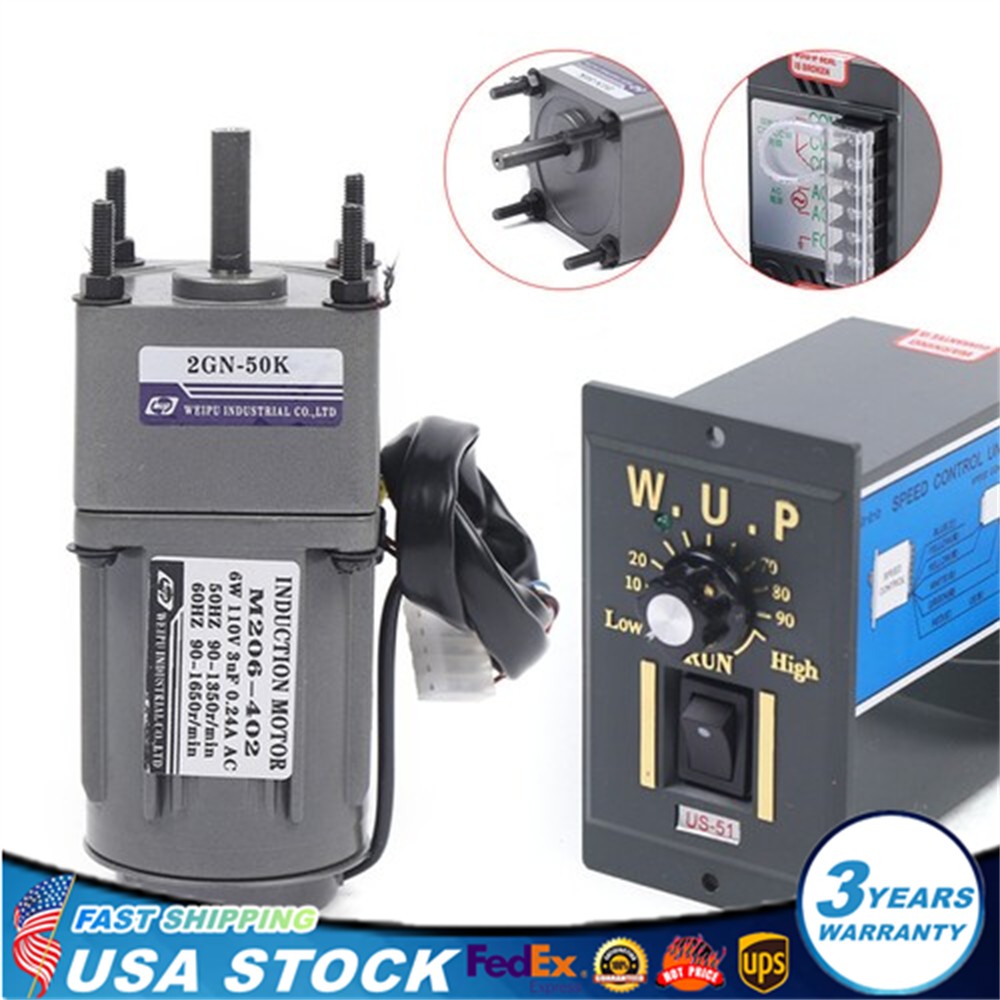 110V Reversible AC Gear Motor with Variable Speed Controller 27 RPM Fast Deliver