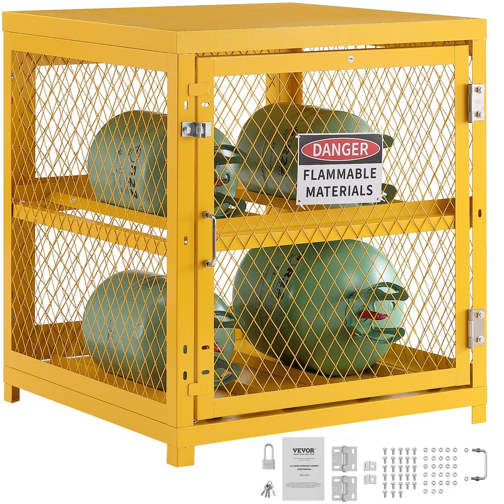 VEVOR Horizontal Cylinder Storage Cabinet 4x33lb Capacity Propane Storage Cage