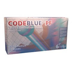 CODEBLUE PF Latex Exam Glove Extended Cuff Length MEDIUM 23-34 50 per Box