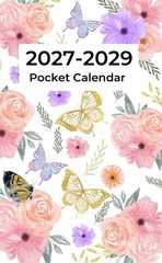 Pocket Calendar 2027-2029: 3 Year Monthly Planner Small | Butterfly Cover