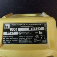 Square D 9001BW72Y Pendant Station Pushbutton Switch, NEMA 4X Yellow On/Off