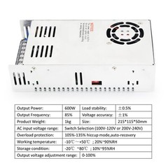 【US】0-12V DC Switching Power Supply 50A 600W 12V DC to AC for LED Strip/CCTV