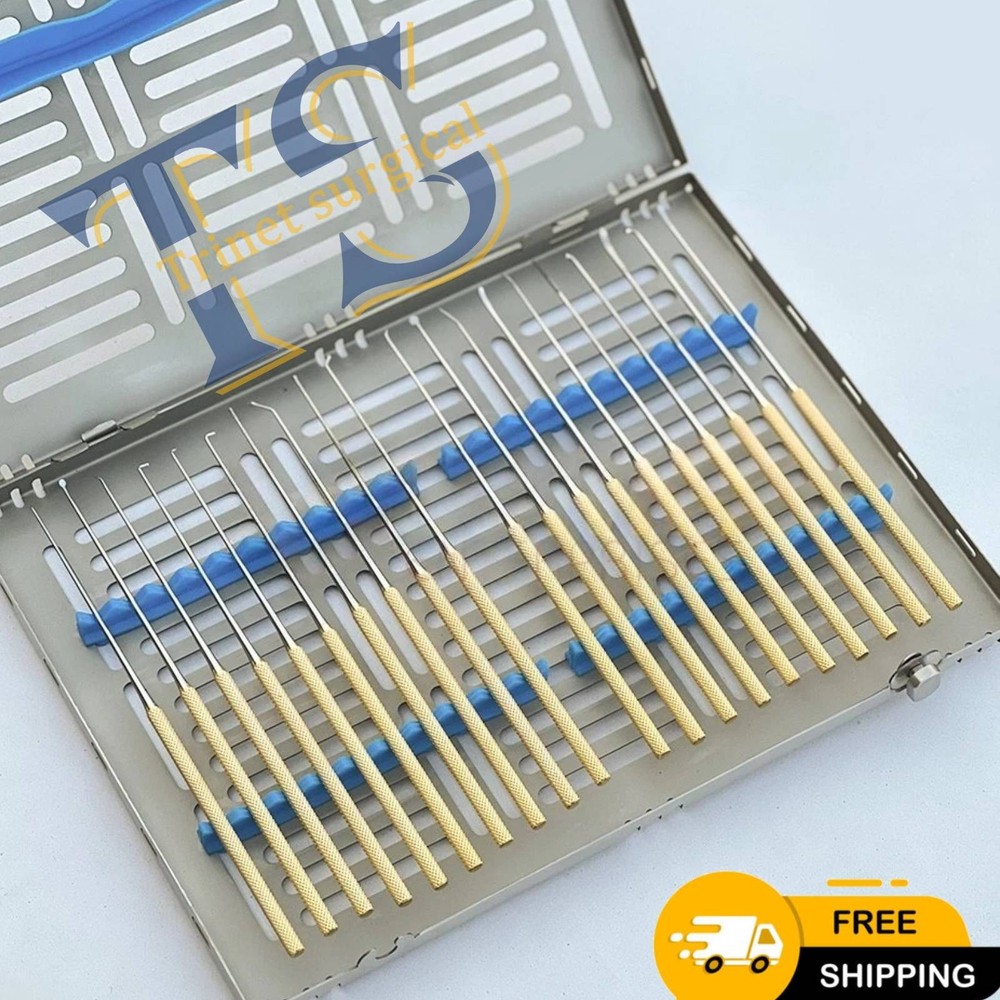 Rhoton Micro Dissector Expanded 20 PCS Set of Stainless Steel with steel case