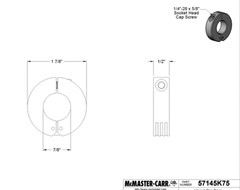 7/8” Hinged Clamp Shaft Collar 2 Piece Clamp-On Blck Oxide 1.875″ OD .5″ W [D3S4