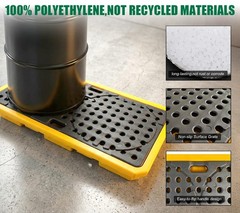 Low Profile 2 Drum Spill Containment Pallet with Drain – 2645 Lbs Capacity