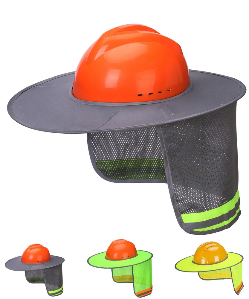 Industrial Hard Hat Sun Shield, Grey, Mesh, Reflective, Full & Standard Brim,…