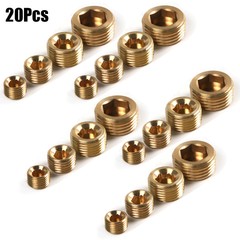 20Pcs Brass 1/8″ 1/4″ 3/8″ 1/2″ NPT Brass Internal Hex Thread Socket Pipe Plug