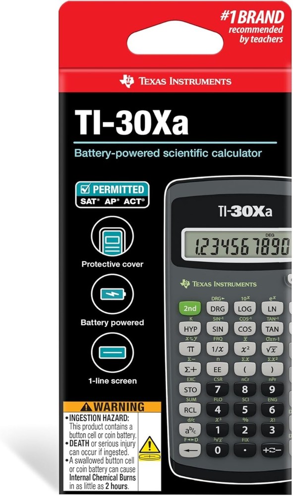 Texas Instruments TI-30Xa Scientific Calculator SAT ACT Approved + Cover