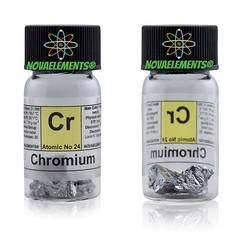 5 grams 99,8% Chromium metal element 24 Cr shiny pieces in labeled glass vial