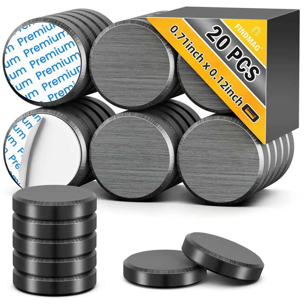 FINDMAG 20Pcs Magnets for Crafts with Adhesive Backing, Round Ferrite Craft Magn