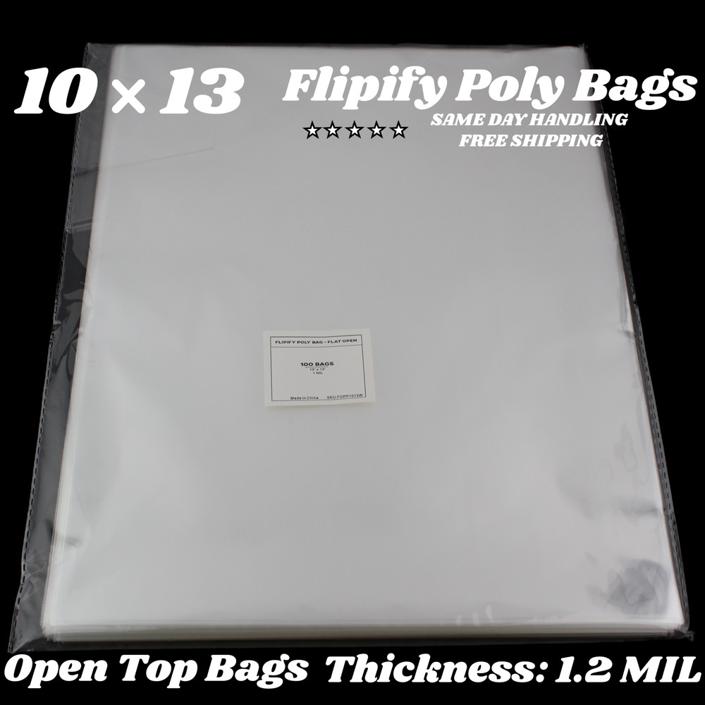 10×13 CLEAR BAGS Large Plastic Packaging Top Open Flat Packing T-Shirt Apparel