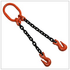 5/8 x 20′ Grade 100 Lifting Chain Sling 2-leg Spreader w/ Grab Hooks Master Link