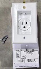 Pass & Seymour S3713-W Single White Receptacle 15A 125V Clock Hanger Outlet NEW