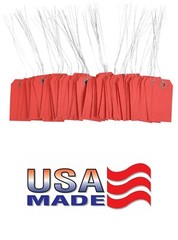 100 Red Tags with Wire 3 1/4 x 1 5/8″ Size 2 Inventory Price Hang Prewired Tag