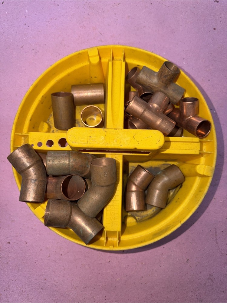 Lot Of Misc Copper Solder Fittings; 1” & 3/4” Coupling, 45, Street 45, Tee’s !!!
