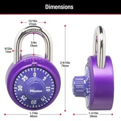 Master Lock 1530DCM Locker Lock Combination Padlock, 1 Pack, Assorted Colors
