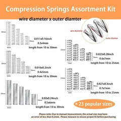 300PCS Compression Springs Assortment Kit 23 Different Sizes Small Spring 304…