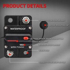30A-300A Amp Circuit Breaker Audio Fuse 12V-48V DC Car Boat Manual Reset Switch