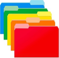 Durable 1/3 Cut Tab File Folders – 15 Pack Letter Size, Multicolor Solution