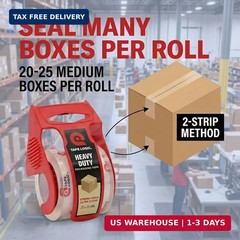 Tape Logic Heavy Duty Packing Tape with Dispenser (2 Pack) – 2.6 Mil Thick Clear