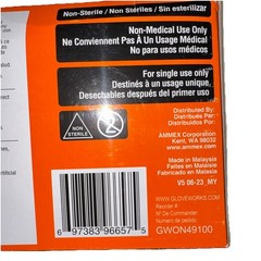 Ammex Glovework GWON49100 Disposable Nitrile Gloves Diamond Grip, Orange, 2XL￼￼