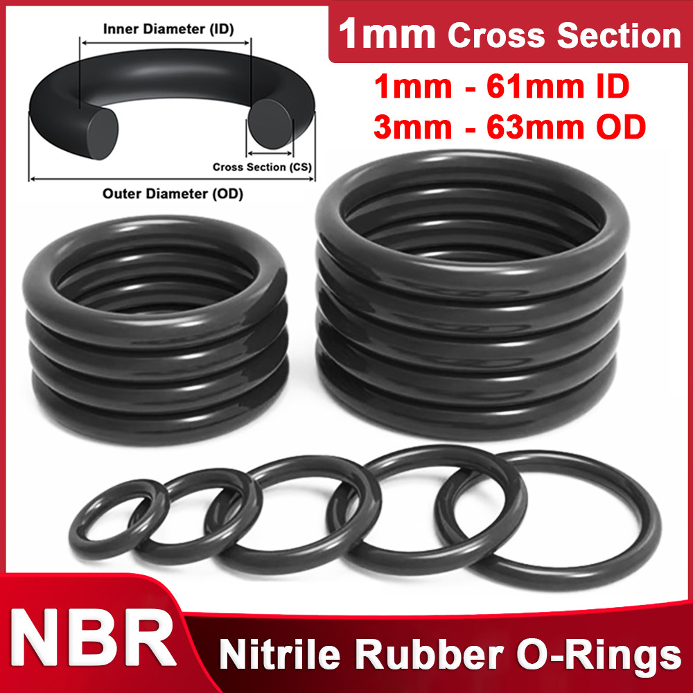 1mm Cross Section NBR Nitrile Rubber O Ring 1mm-61mm ID Oil Resistant Seals Sink