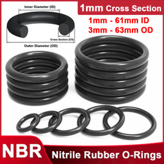 1mm Cross Section NBR Nitrile Rubber O Ring 1mm-61mm ID Oil Resistant Seals Sink