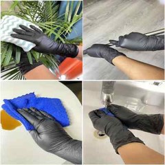 100/50/20PCS Black Nitrile Disposable Gloves Waterproof Cleaning Work Use