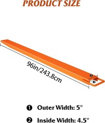 1 Pair 96″ Fork Extensions for Forklift Heavy Duty Steel 4600LBS 4.5″