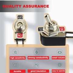 Heavy Duty Toggle Switch SPST 2 Pin ON/Off Rocker Toggle Switch 6A/125V 3A/25…