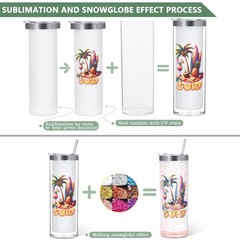 20 Oz 8 Pack Double Wall Pre Drilled Sublimation Storyboard Snow Globe Tumble…