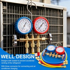 R290 and R600A Manifold Gauge, Refrigerant Pressure Gauge 3 Way HVAC Air Conditi