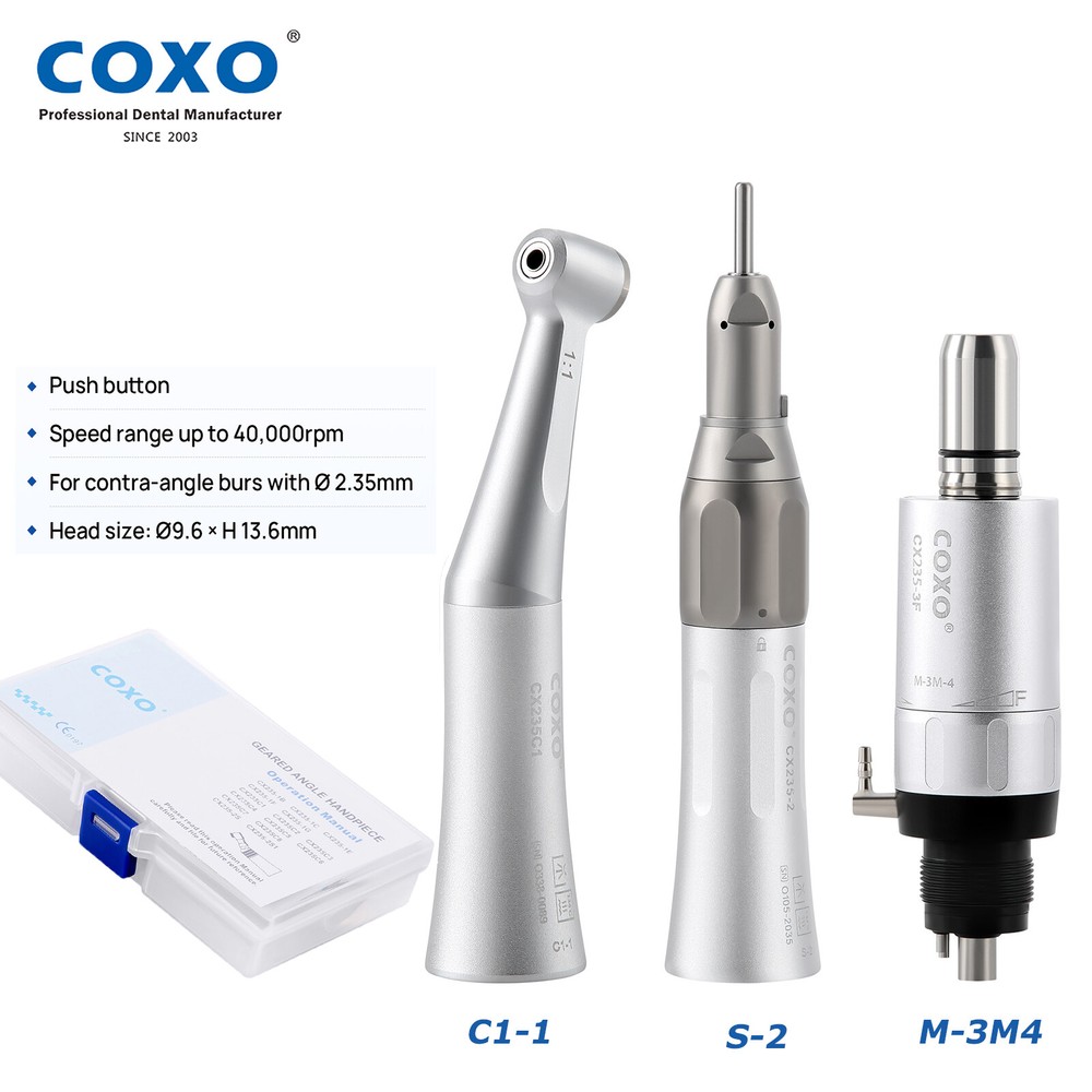 COXO Dental Low Speed Handpiece Contra Angle/Straight Inner Water Air Motor 4H
