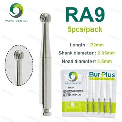 WAVE Dental Tungsten Carbide Burs Round Head RA Low Speed Burs Dia 2.35mm 5Pcs