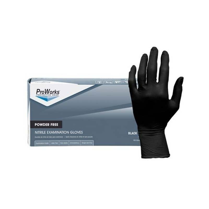 ProWorks GL-N145 Black XXL Powder Free Nitrile Disposable Gloves – XXL – 100 BOX