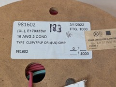 E179335W 16 AWG 2 COND Shielded 900 Ft Type FPLR/CL3R or c(UL) CMR