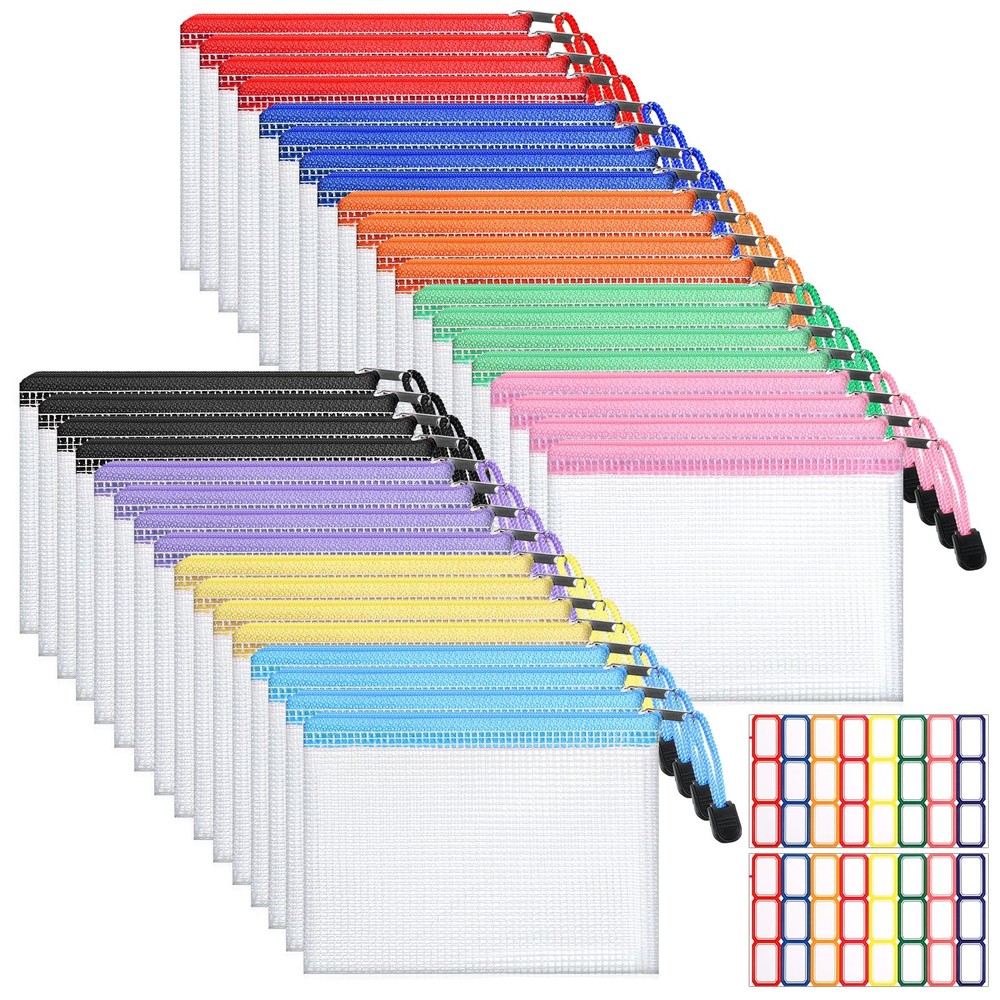 36 Pcs Mesh Zipper Pouch, 4.7×6.5 inch Waterproof Zip Mesh Bags with 2 Sheets…