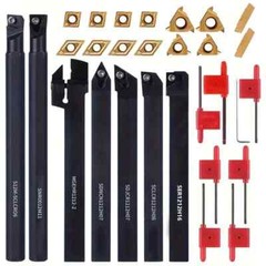 21PCS 1/2″/12mm Shank Indexable Carbide Lathe Turning Insert Tool Holder Bit Se