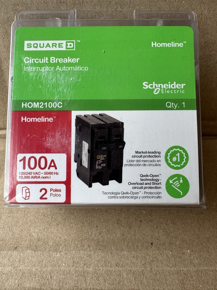 Square D HOM2100C 100A 2P Circuit Breaker 100 Amp 2 Pole Homeline HOM
