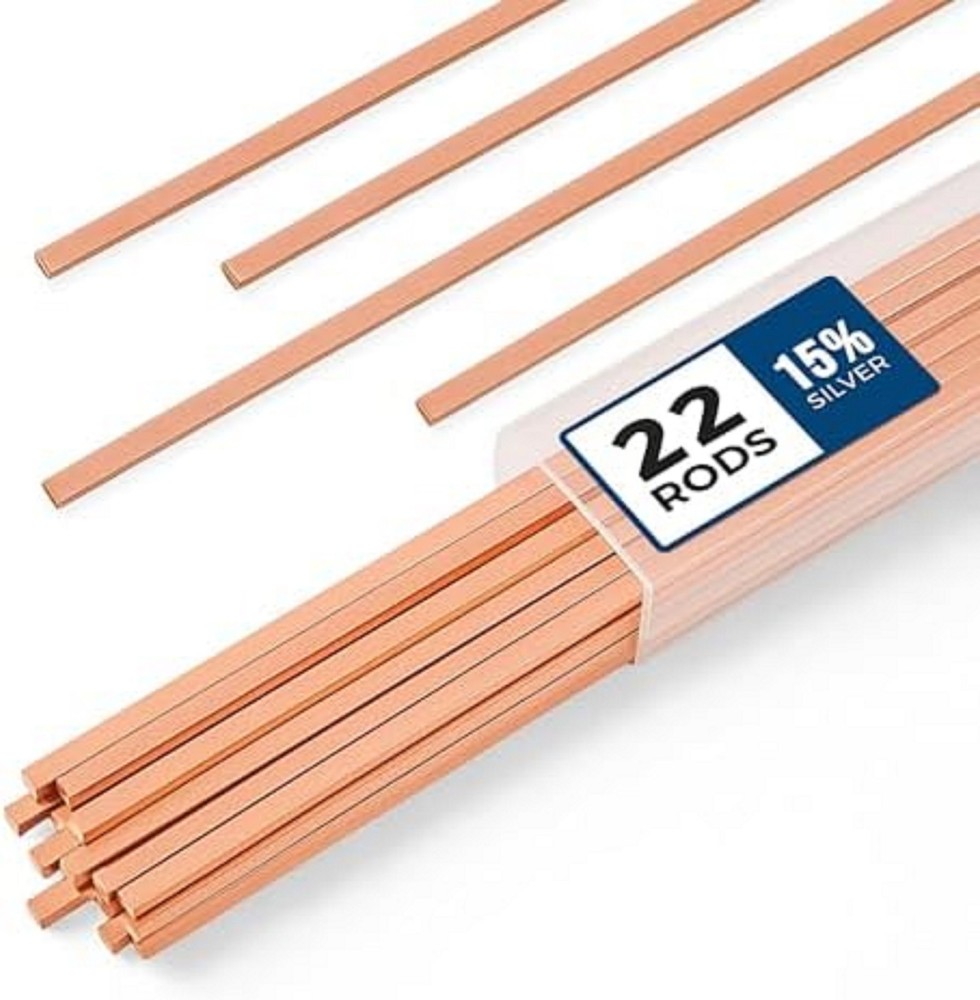 22 pcs Brazing Rods AWS BCuP-5 15% Silver Solder Phos Copper Brazing Alloy Flat