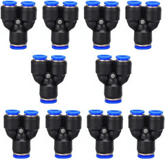 3/8″ OD Push to Connect Y Spliter 3 Way Wye Quick Push Lock Adapter (Pack of 10)
