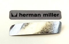2 Genuine Herman Miller Foil Stickers, Label, Tag, with Logo in Silver