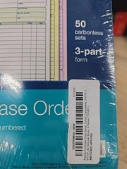 Adams TC5831 Purchase Order Book, 3-Part, Carbonless, 50 Sets Per Book : 4 Books