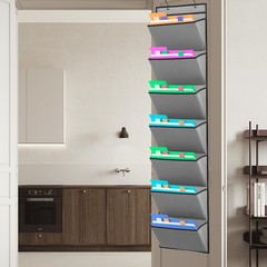 Grey 7 Pockets Wall Mounted File Holder Over Door Hanging Mail Storage Bag