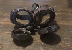Vintage Lift-Front Welding Goggles Clear Glass Lenses Anti-Glare Plastic Frame