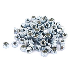 100 Pcs 3/16″-24 Hex Lock Nuts Carbon Steel Nylon Insert Self-Lock Nuts, Silver
